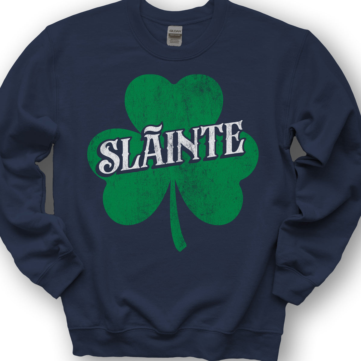 Sláinte Vintage Textured Shamrock Sweatshirt - Navy