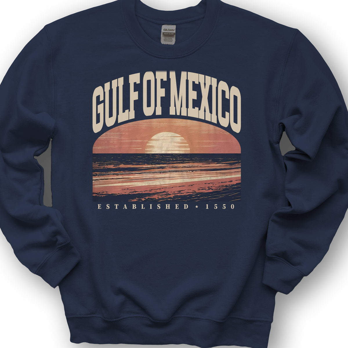 Gulf of Mexico Varsity Sunset Sweatshirt - Navy