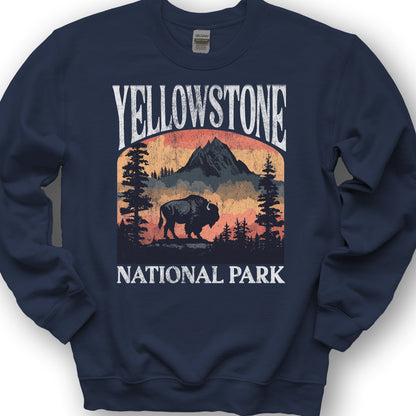Yellowstone National Park Buffalo "Big and Bold" Sweatshirt - Navy