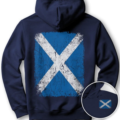 Scotland Distressed Flag Front/Back Print Hoodie - Navy
