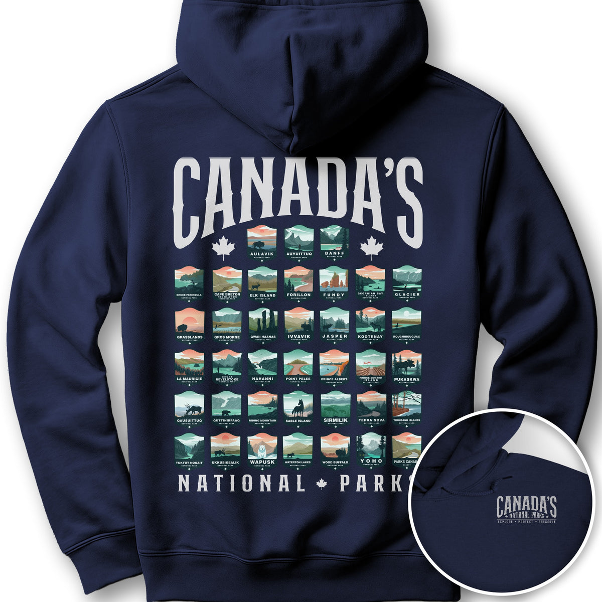 Canada's National Parks "Badges" Hoodie - Navy