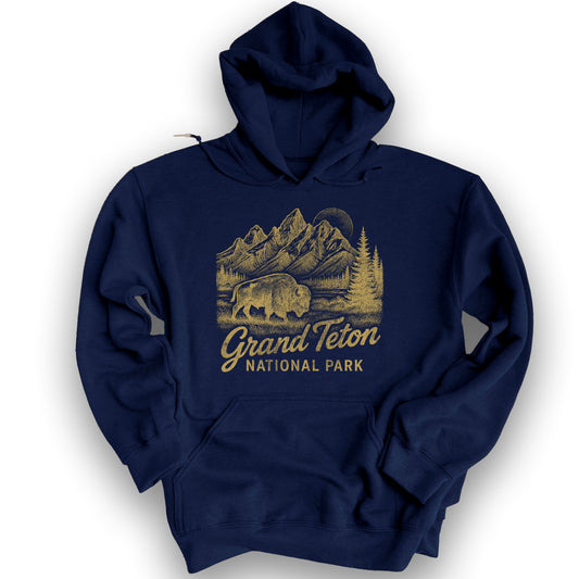 Grand Teton "Vintage Sketch" Hoodie - Navy