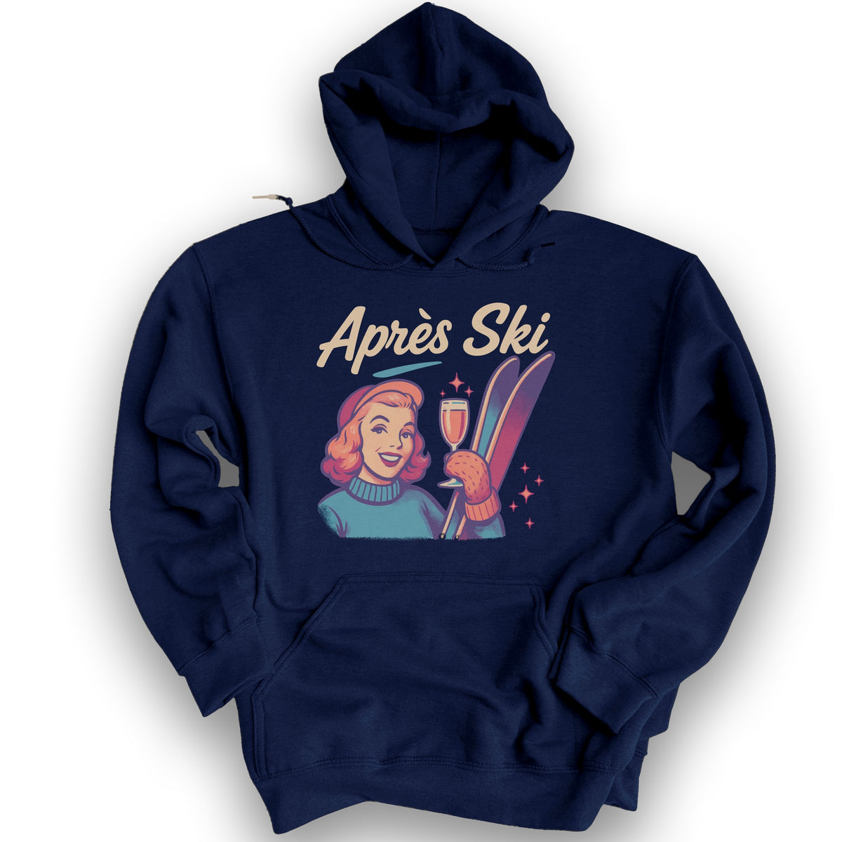 Apres Ski Retro 1950's Hoodie - Navy