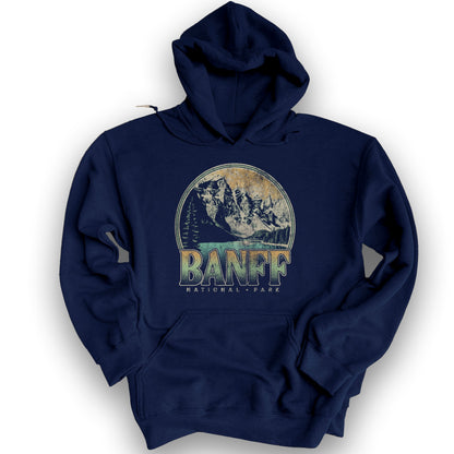 Banff National Park Groovy Screenprint Hoodie - Navy