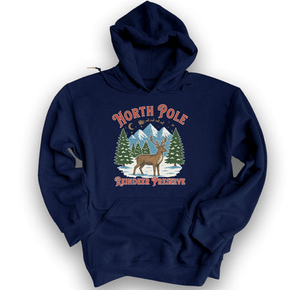 North Pole Reindeer Preserve Hoodie - Navy