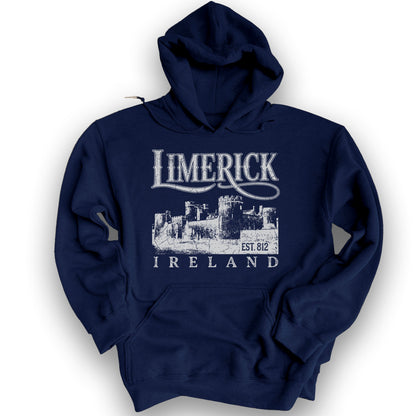 Limerick Ireland Vintage Print Hoodie - Navy