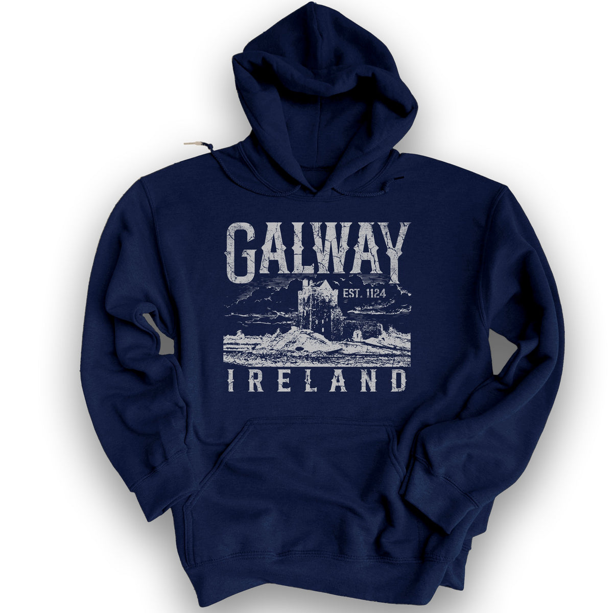 Galway Ireland Vintage Print Hoodie - Navy