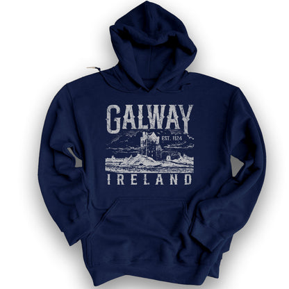 Galway Ireland Vintage Print Hoodie - Navy