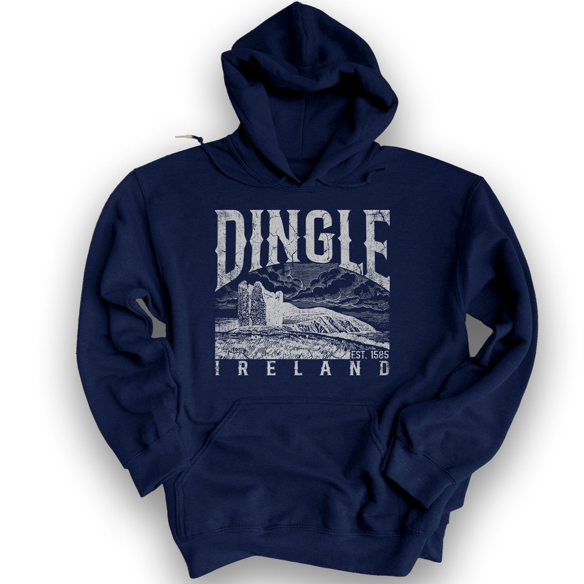 Dingle Ireland Vintage Print Hoodie - Navy