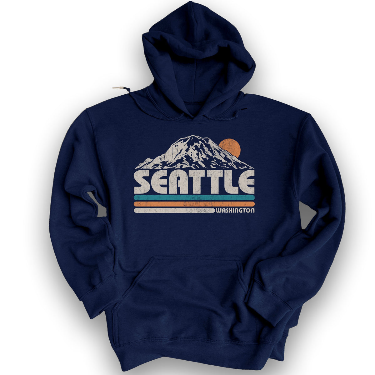 Seattle Retro Stripe Hoodie - Navy