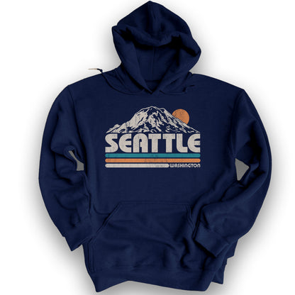 Seattle Retro Stripe Hoodie - Navy