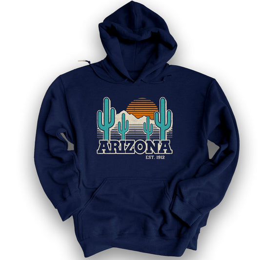 Arizona Retro Cactus Hoodie - Navy