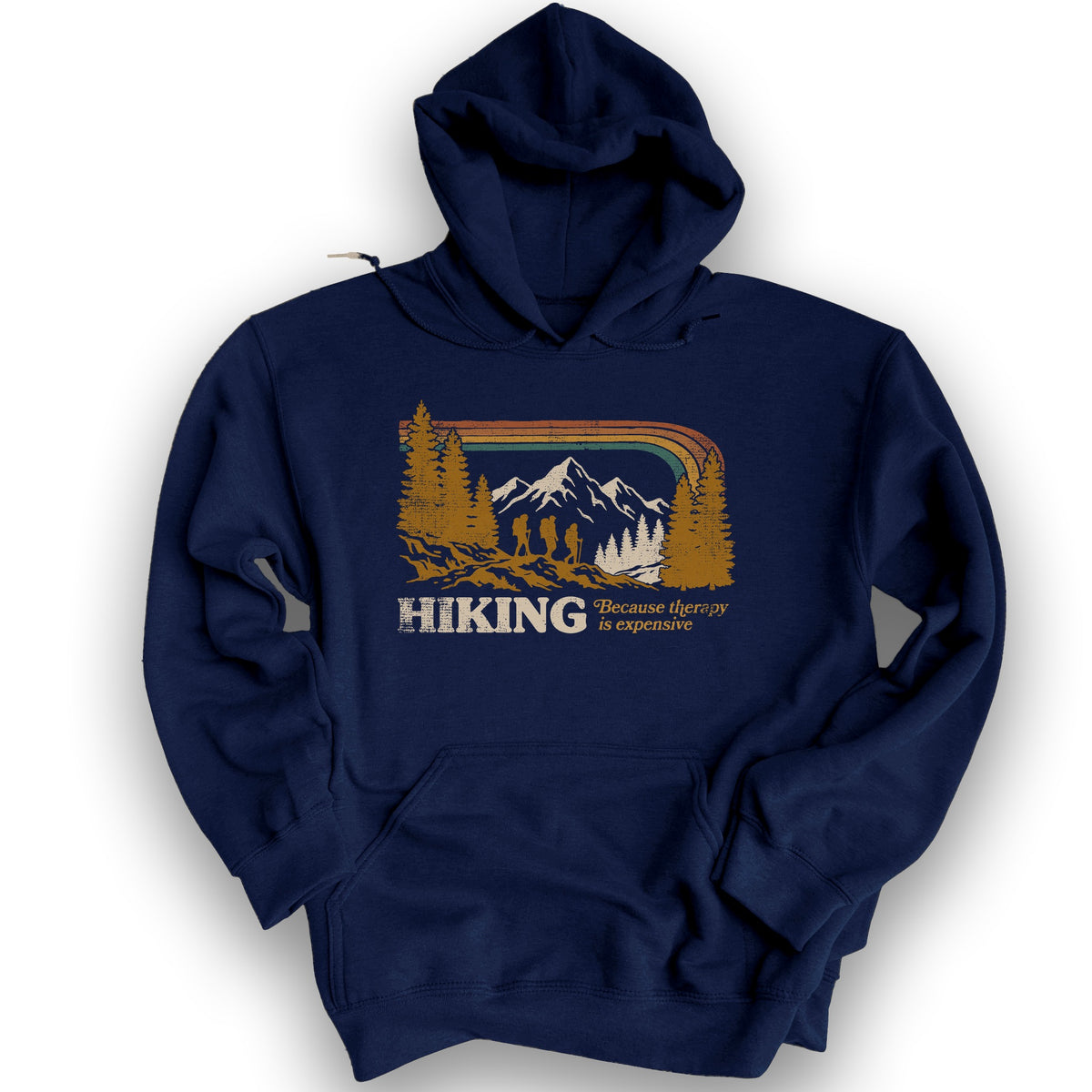 Hiking Retro Therapy Hoodie - Navy