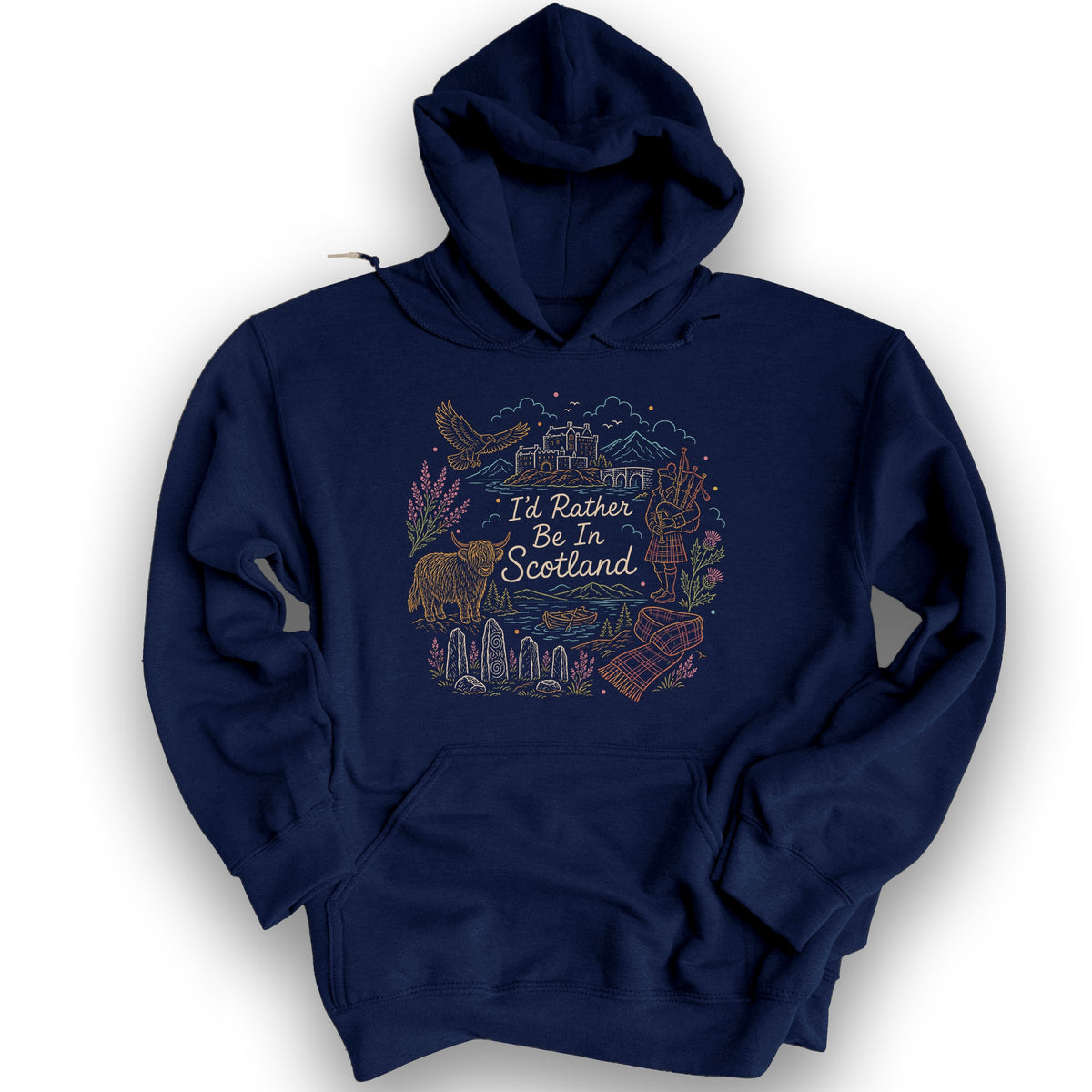 Rather Be In Scotland Hoodie - Navy