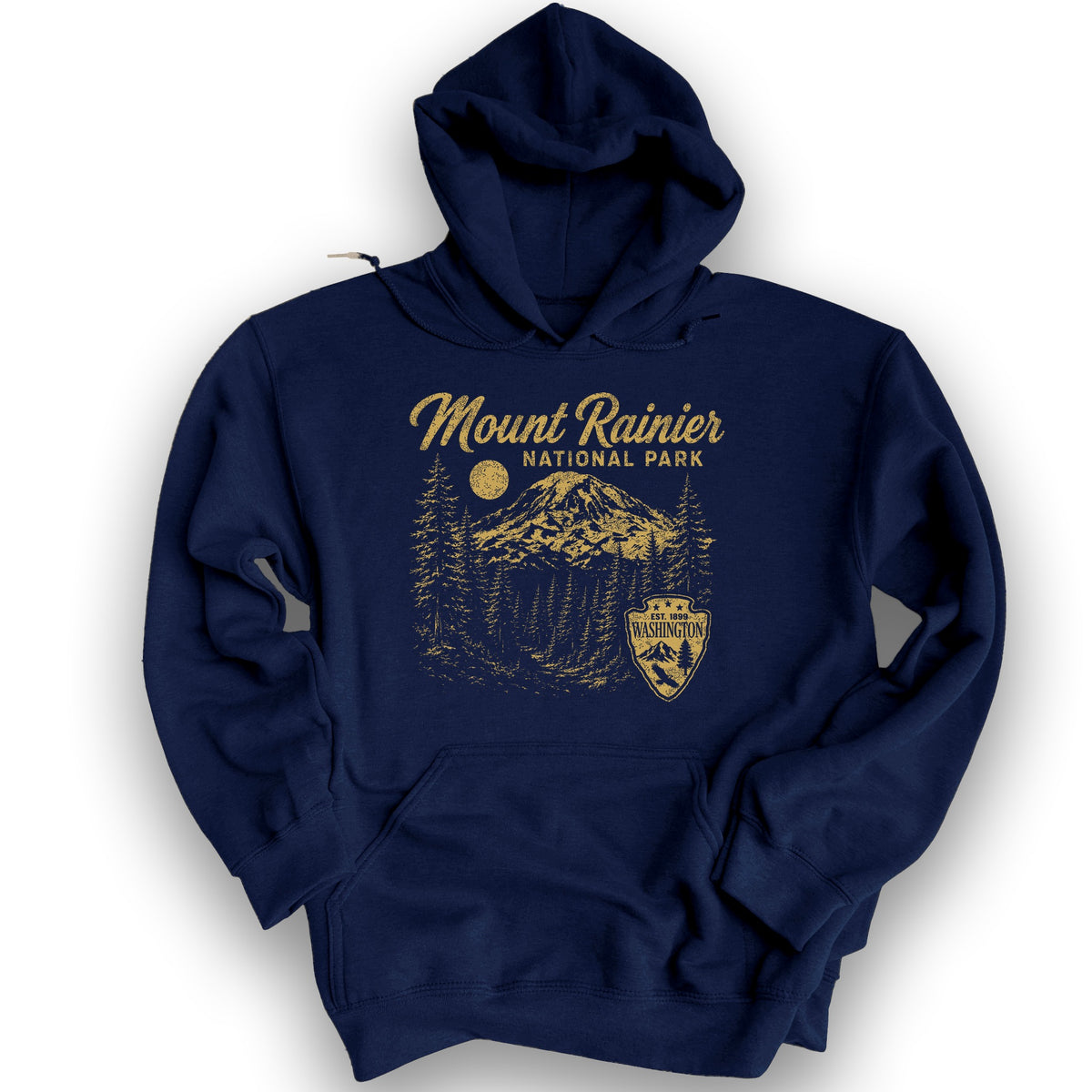 Mount Rainier Vintage Sketch Hoodie - Navy