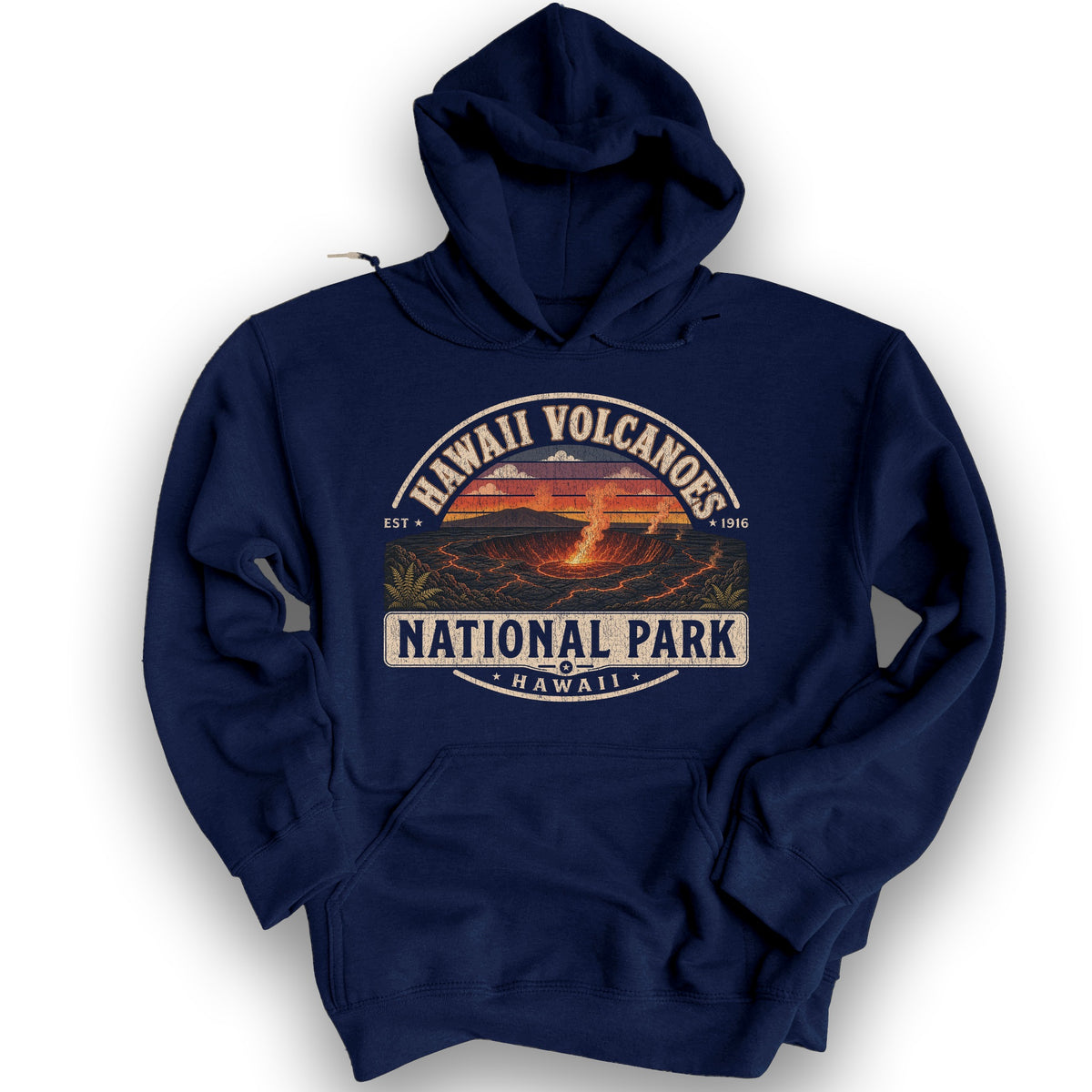 Hawaii Volcanoes Medallion Hoodie - Navy