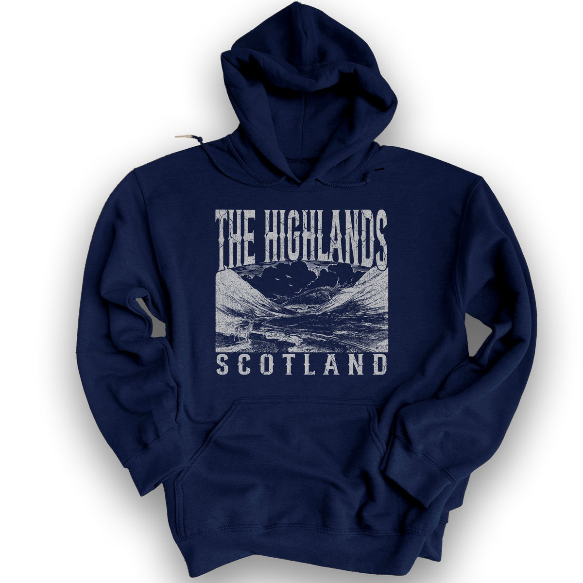Highlands Scotland Sketch Hoodie - Navy