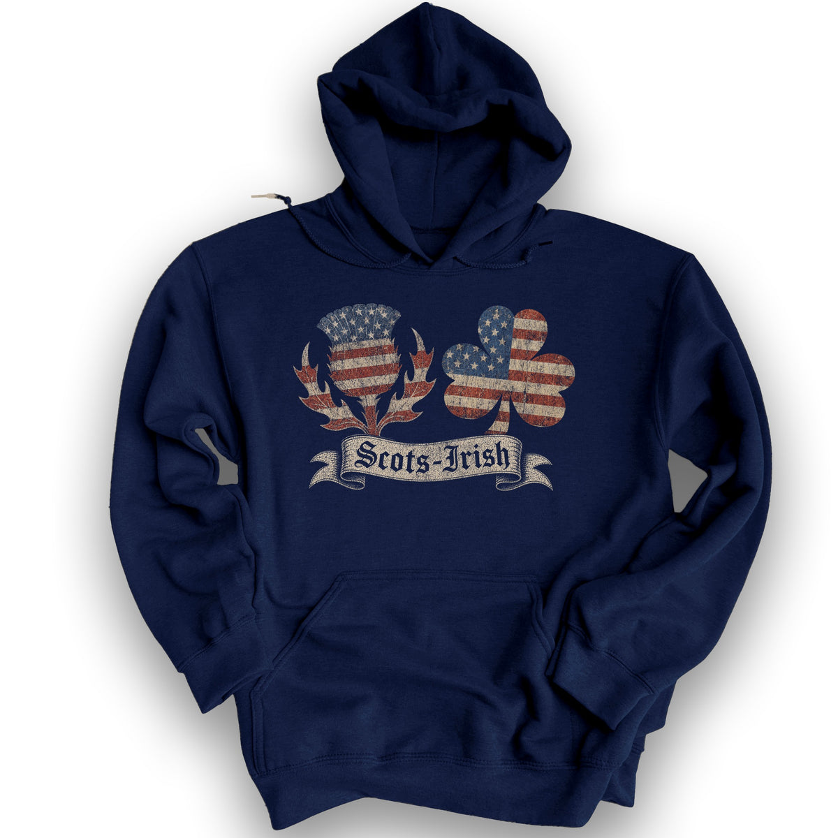 Scots-Irish Thistle Shamrock Flag Hoodie - Navy