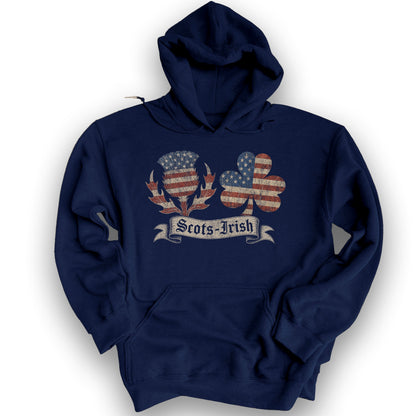 Scots-Irish Thistle Shamrock Flag Hoodie - Navy