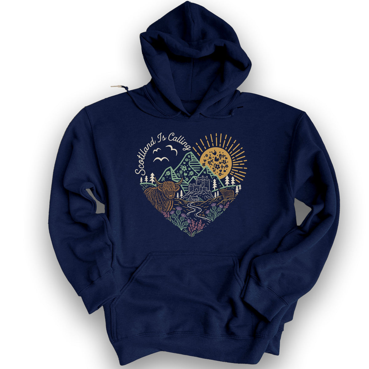 Scotland Is Calling Heart Hoodie - Navy