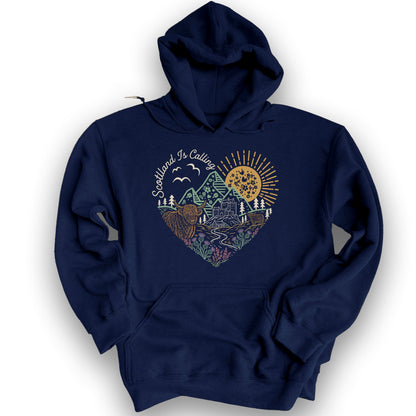 Scotland Is Calling Heart Hoodie - Navy