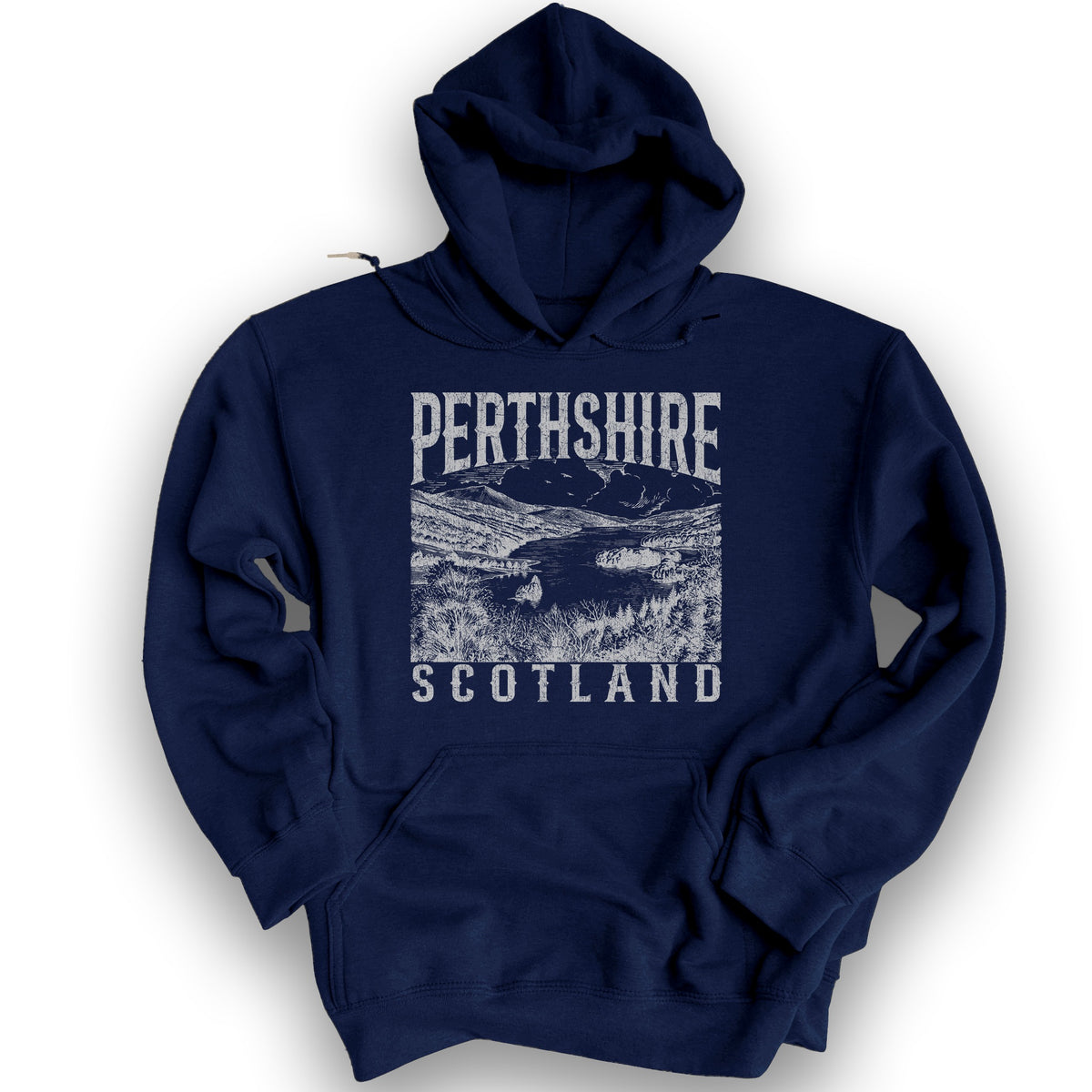 Perthsire Scotland Sketch Hoodie - Navy