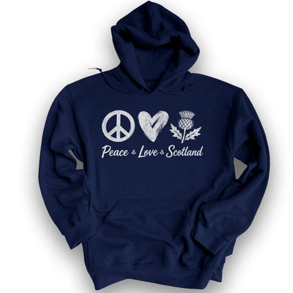 Peace Love Scotland Hoodie - Navy