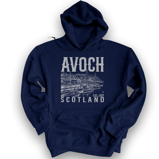 Avoch Scotland Sketch Hoodie - Navy