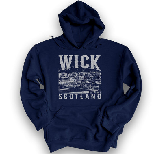 Wick Scotland Sketch Hoodie - Navy