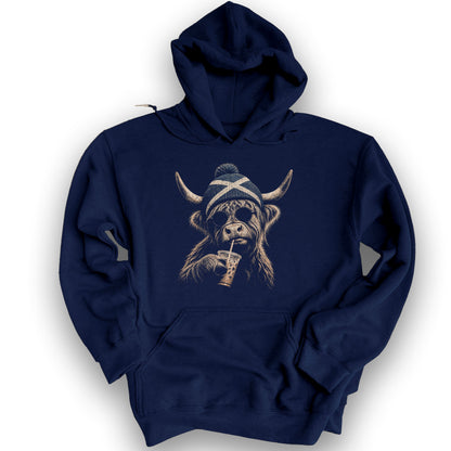 Highland Cow Beanie Hoodie - Navy