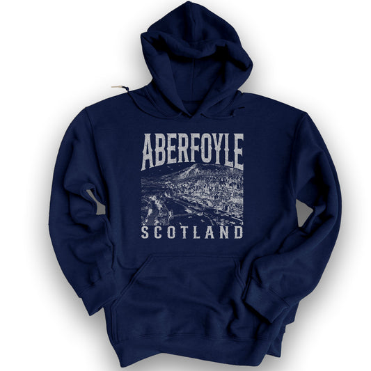 Aberfoyle Scotland Sketch Hoodie - Navy