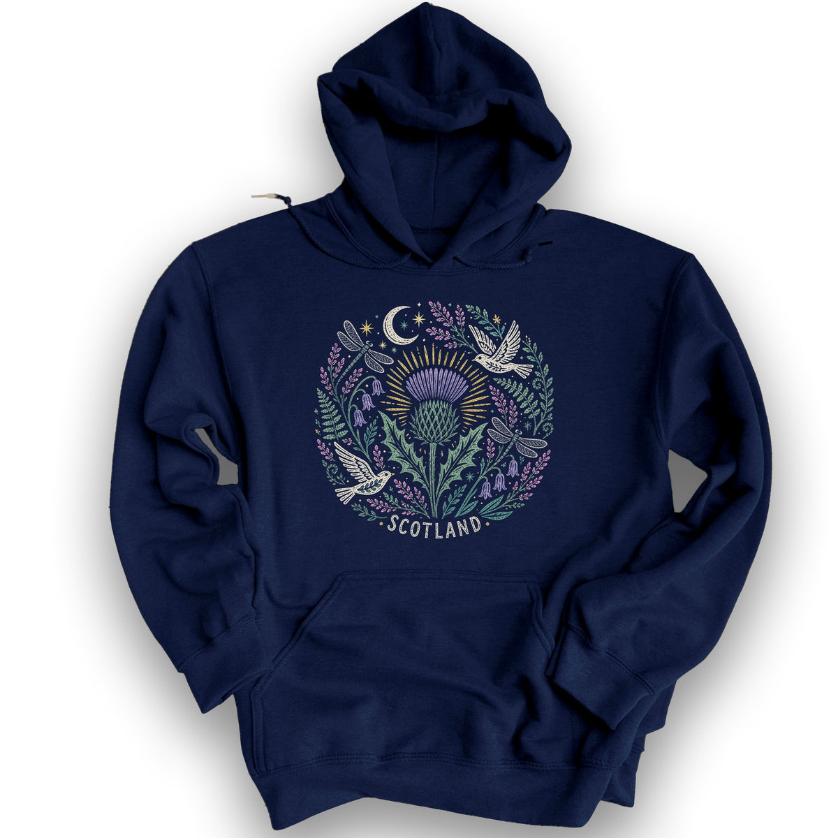Scotland Thistle Doves Hoodie - Navy