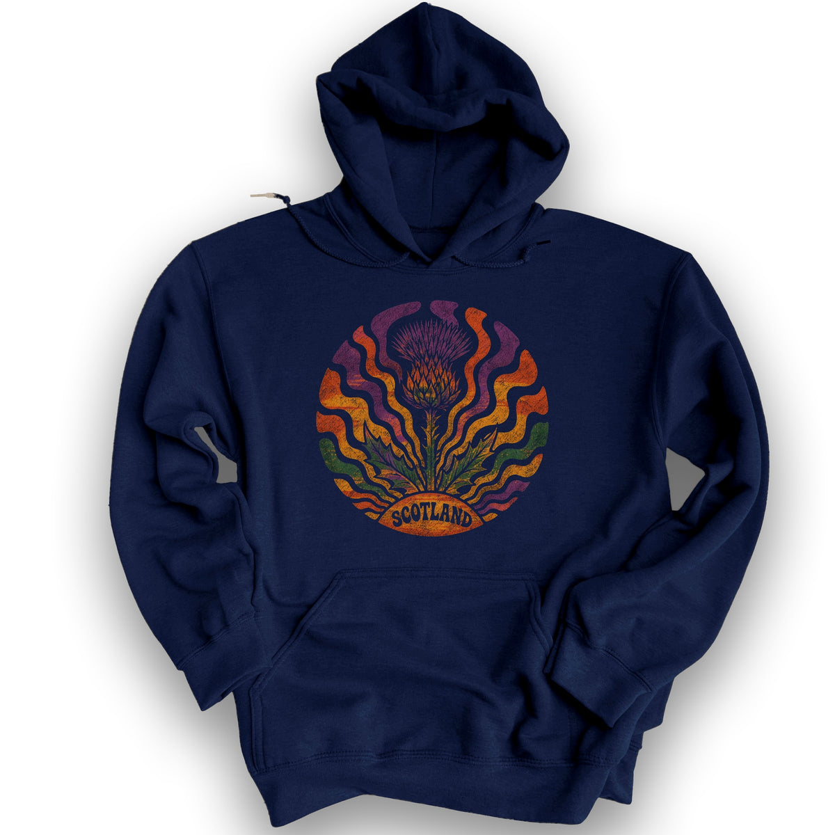 Groovy Scotland Thistle Hoodie - Navy