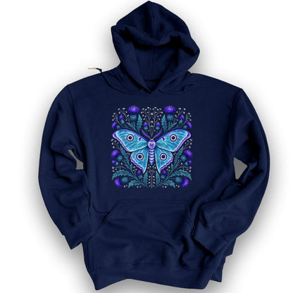 Emperor Moth Thistle Hoodie - Navy