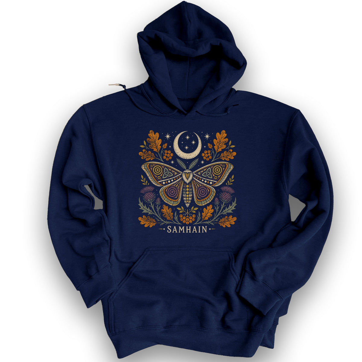 Samhain Autumn Moth Hoodie - Navy