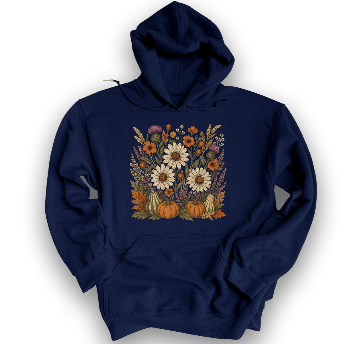 Pumpkin Florals Hoodie - Navy