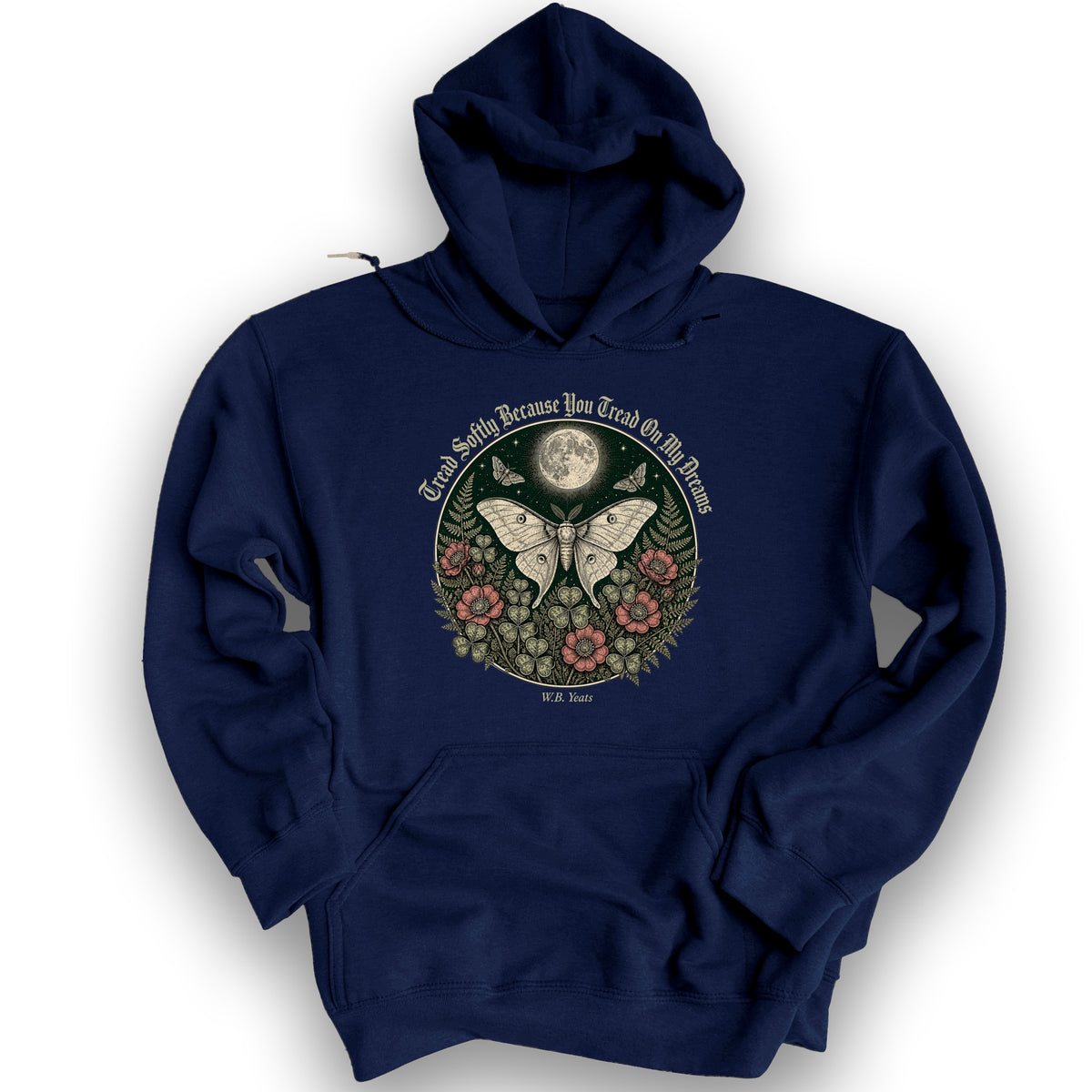 Yeats Moon Moth Hoodie - Navy