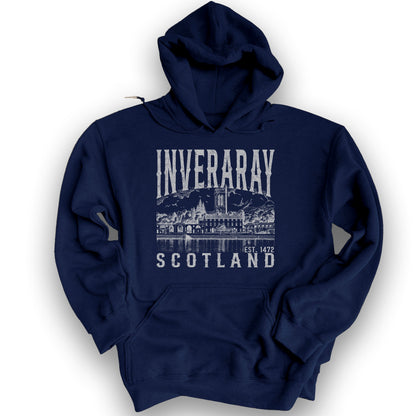 Inveraray Scotland Sketch Hoodie - Navy