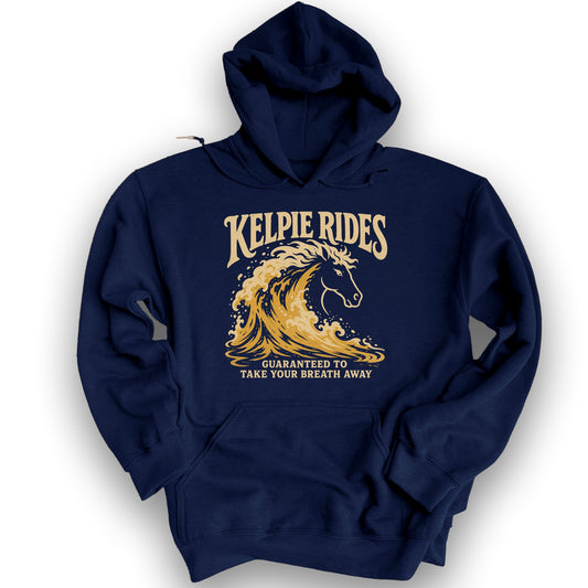 Kelpie Rides Retro Hoodie - Navy