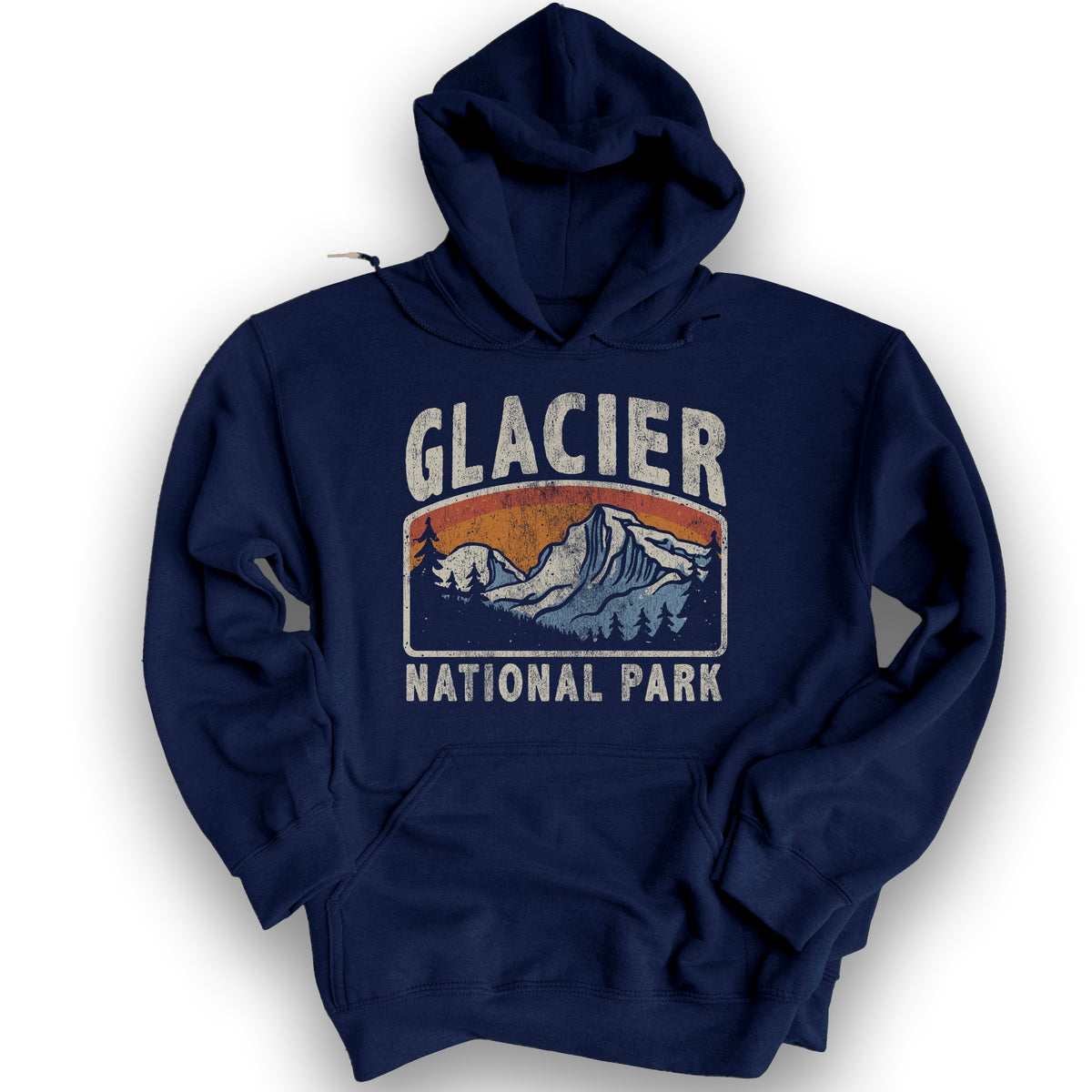 Glacier National Park "Vintage Mountain" Hoodie - Navy