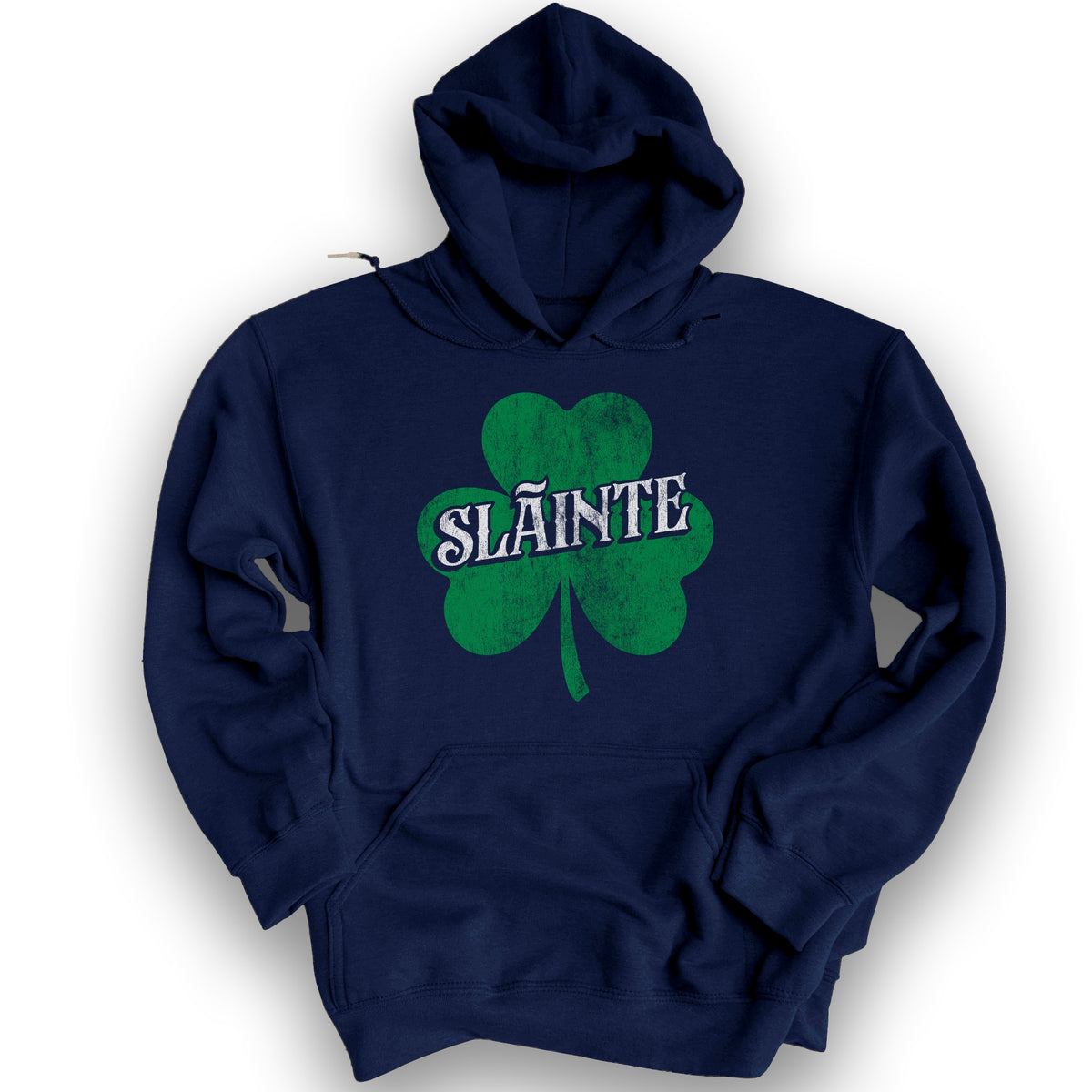 Sláinte Vintage Textured Shamrock Hoodie - Navy