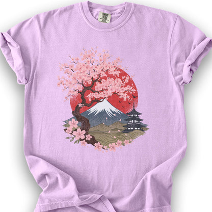 Mount Fuji Cherry Blossoms T-Shirt - Orchid