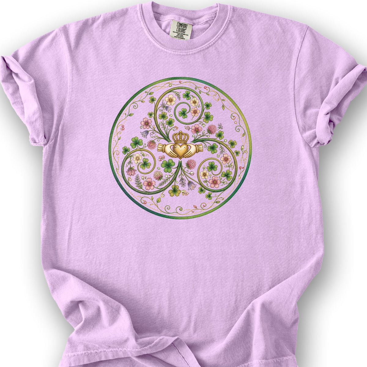 Claddagh Floral Triskele T-Shirt - Orchid