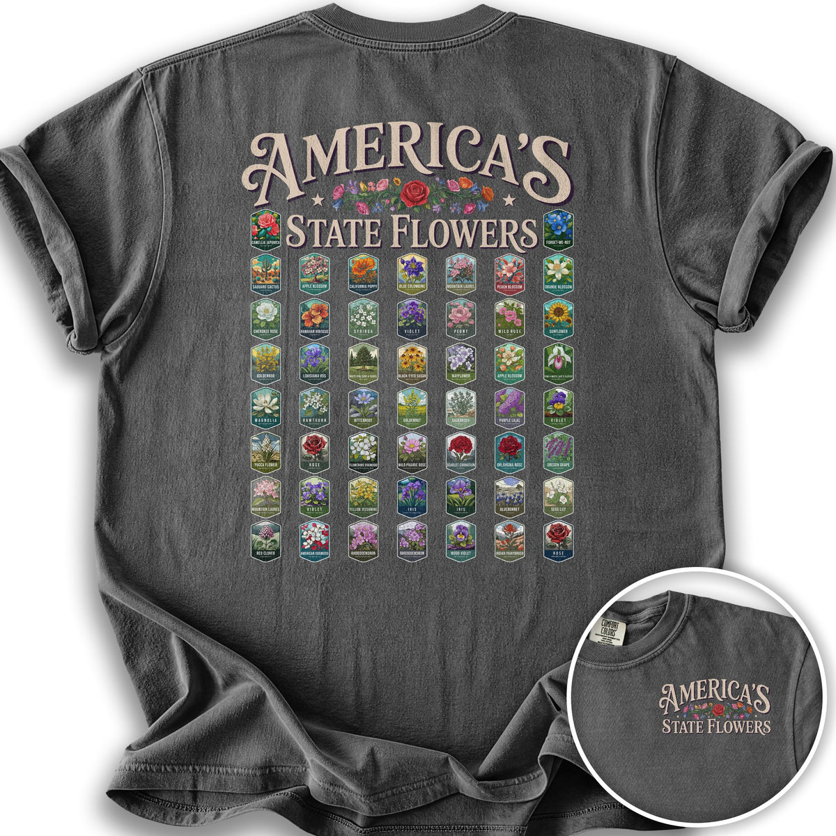 America's State Flowers T-Shirt - Pepper