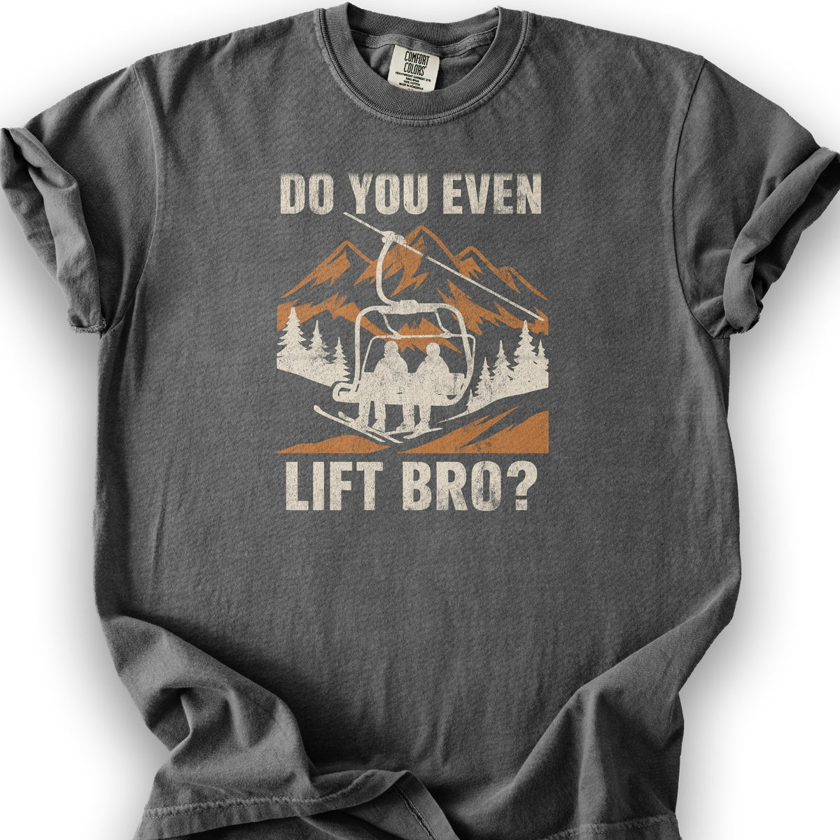 Funny "Do You Even Lift Bro" Ski Lift T-Shirt - Pepper