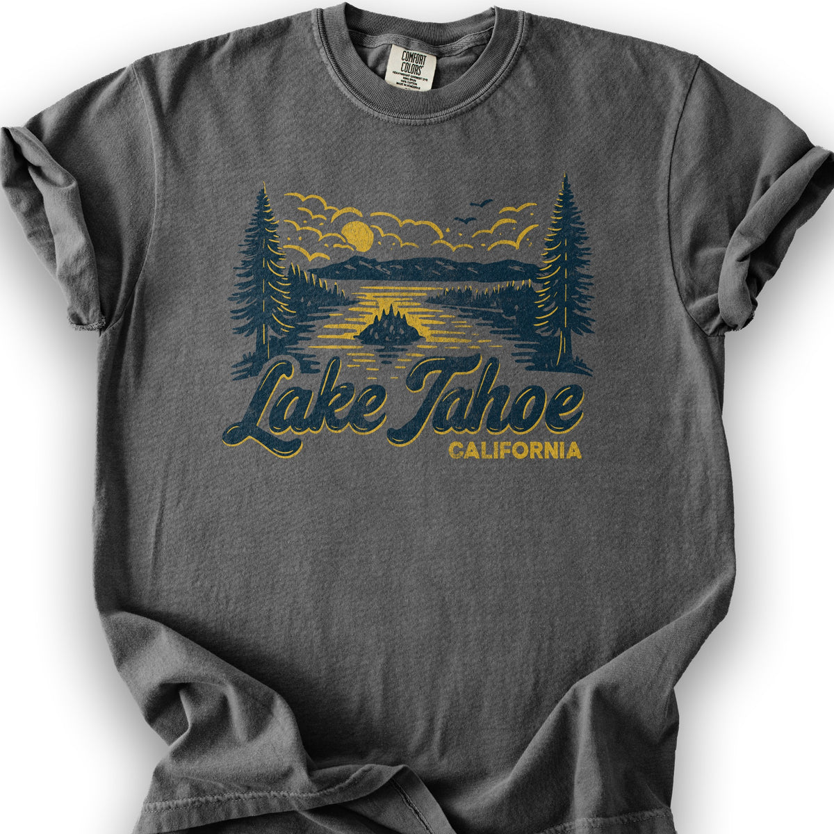 Lake Tahoe Emerald Bay Sketch T-Shirt - Pepper