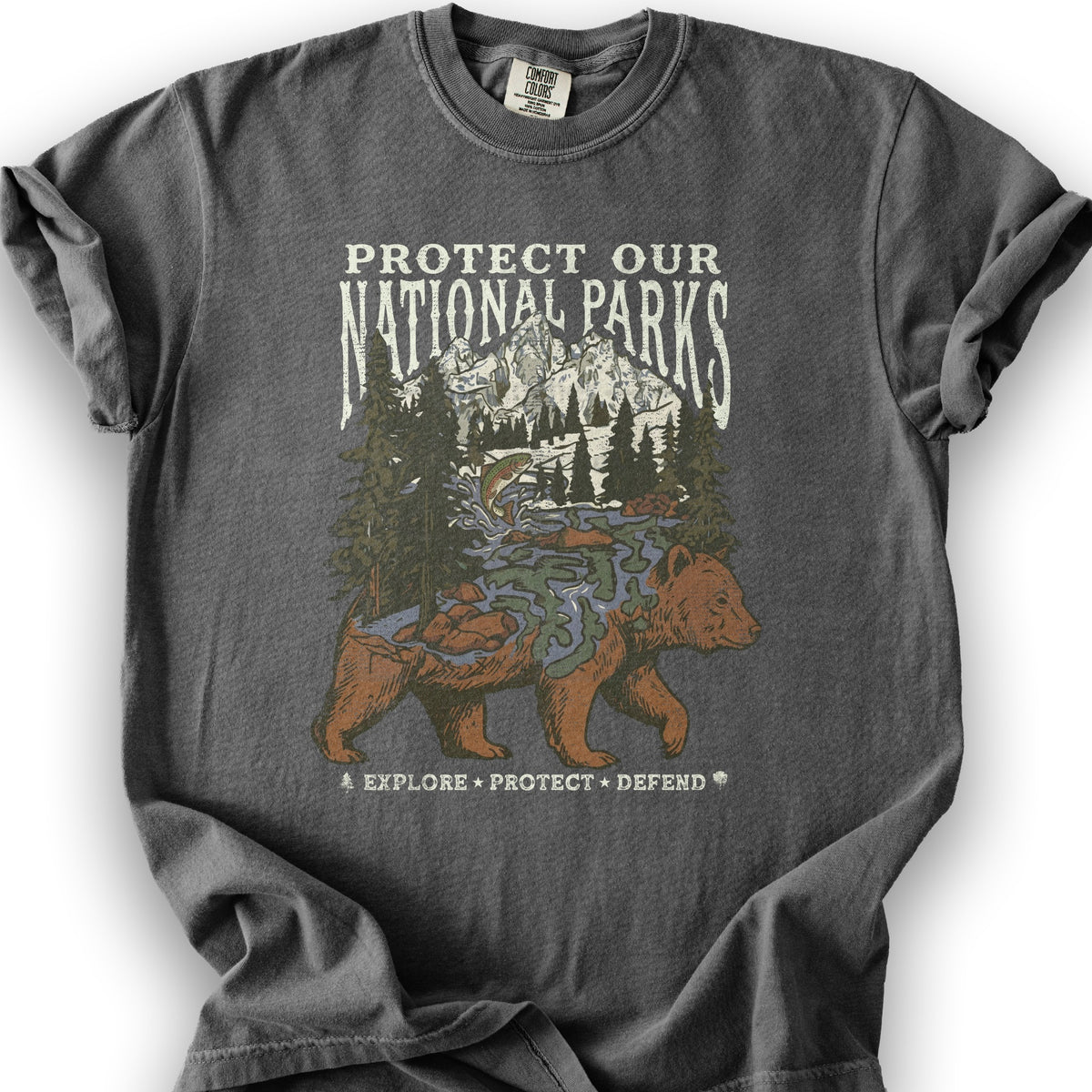 Protect Our Parks Bear T-Shirt - Pepper