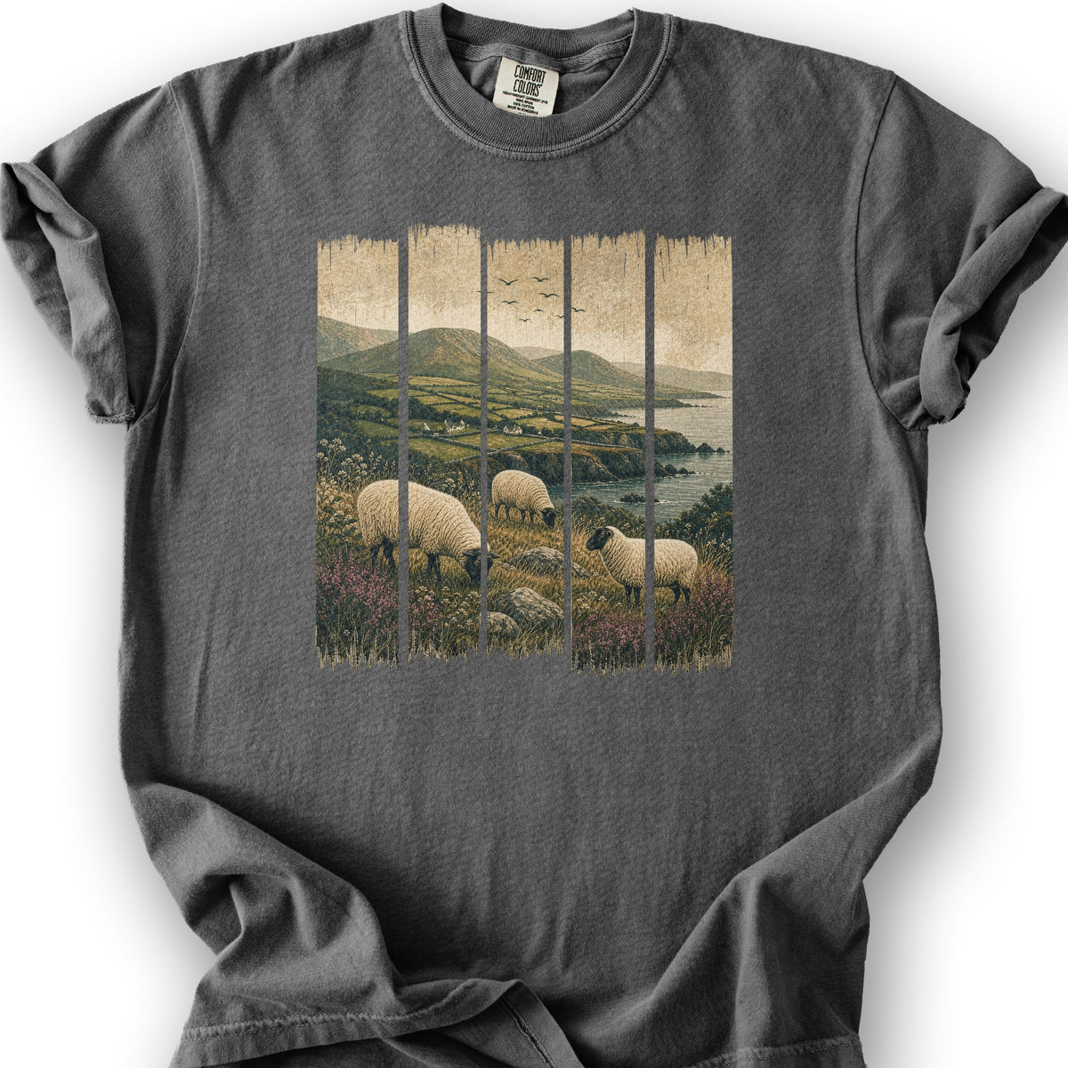 Ireland Sheep Panels T-Shirt - Pepper