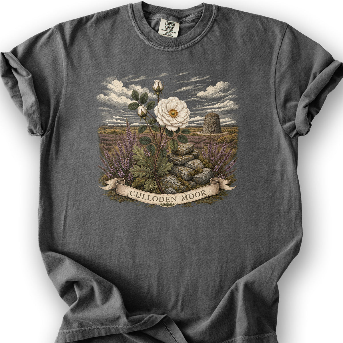 Culloden White Rose T-Shirt - Pepper