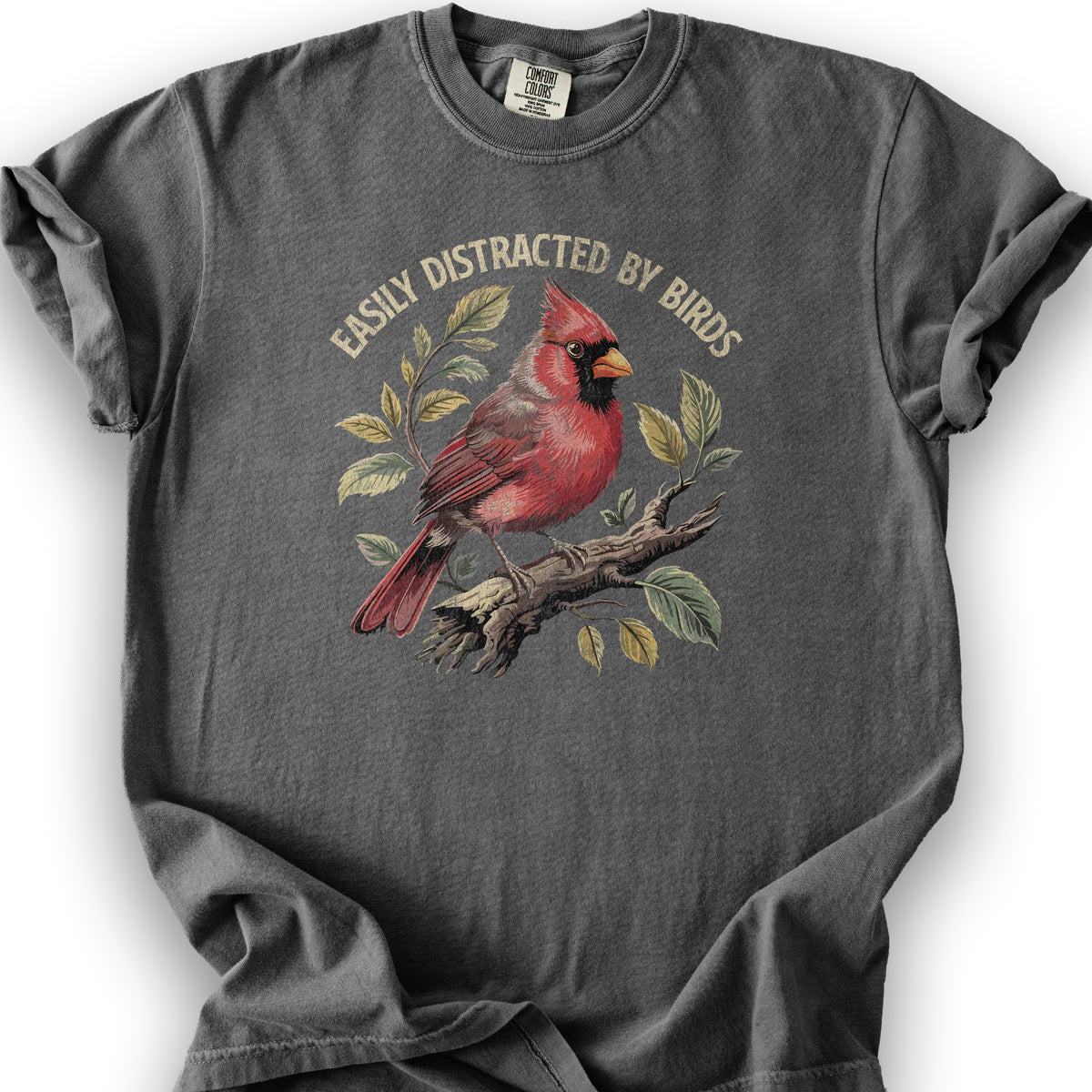 Easily Distracted By Birds Cardinal T-Shirt - Pepper
